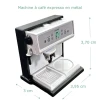 Machine à expresso miniature en métal noir et blanc pour maison de poupée vue principale avec dimensions
