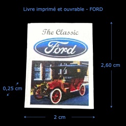 Livre imprimé Ford ouvrable — vue principale avec dimensions.