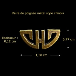 paire poignée laiton miniature style chinois 1/12ᵉ vue principale avec dimensions