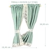 Rideau à dentelle vert sur tringle — vue principale avec dimensions.