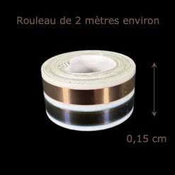 Rouleau de bande de cuivre double conducteur pour éclairage miniature 1/12ᵉ vue principale avec dimensions