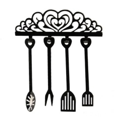 Set ustensiles de cuisine miniature métal avec support cœur vue principale