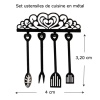 Set ustensiles de cuisine miniature métal avec support cœur vue principale avec dimensions