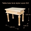 Table d’appoint bois brut style Louis XVI miniature 1/12ᵉ vue principale avec dimensions