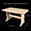 Table campagnarde 1/12ᵉ en bois brut — vue principale avec dimensions