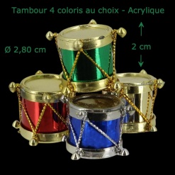 Tambour de Noël acrylique — vue principale avec dimensions