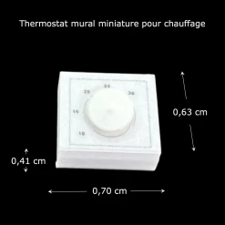 Thermostat mural miniature blanc — vue principale avec dimensions