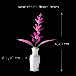 Vase miniature fleurs roses vue principale avec dimensions
