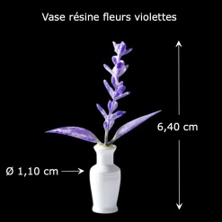 vase miniature fleurs violettes vue principale avec dimensions