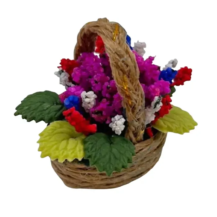 Panier avec fleurs miniature maison de poupée 1/12ᵉ vue principale
