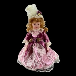 Personnage fillette victorienne 1/12ᵉ en robe mauve — vue principale
