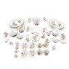 Service de table marguerites roses en céramique 50 pièces — vue principale fond blanc