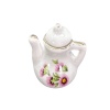 Service de table marguerites roses en céramique 50 pièces — vue de la cafetière fond blanc
