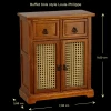 Buffet miniature style Louis-Philippe en bois massif et cannage naturel, échelle 1/12ᵉ. vue principale avec mesures