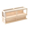 Comptoir vitrine pour magasin 1/12e en bois brut vue façade avant fond blanc