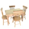 Ensemble table et chaises bois brut à peindre 1/12ᵉ vue sur fond blanc
