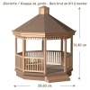 Kiosque de jardin / gloriette (gazebo) 1/12ᵉ à monter image brut sans peinture avec dimensions