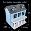 mini maison de poupée en bois bleue 1/12e avec mesures