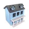 mini maison de poupée en bois bleue 1/12e fond blanc