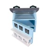 mini maison de poupée en bois bleue 1/12e porte et toit ouvert
