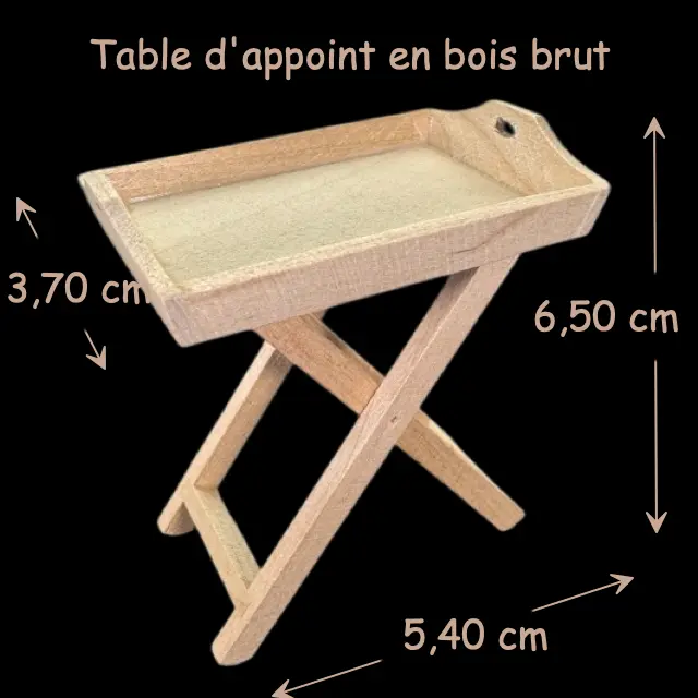 plateau de service 1/12e bois brut miniature avec dimensions