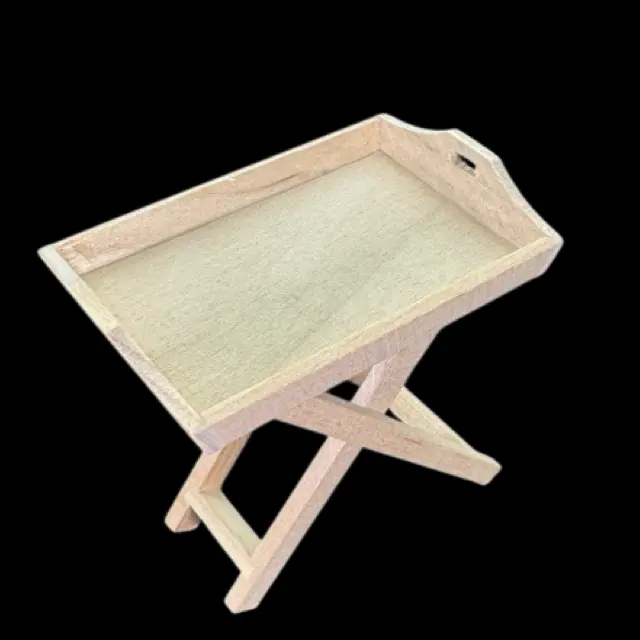 plateau de service 1/12e bois brut miniature vue de dessus