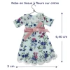 robe miniature à fleurs sur cintre 1/12ᵉ avec mesures