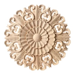 Rosace bois grand modèle Ø 10 cm pour maison de poupée 1/12e en fond blanc