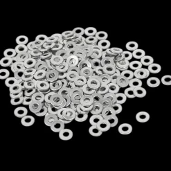 Rondelles plates Ø3 mm MP-Rond-3, acier zingué argenté, Ø extérieur 6,80 mm, épaisseur 0,58 mm, sachet 20 g environ 190 pièces fond noir