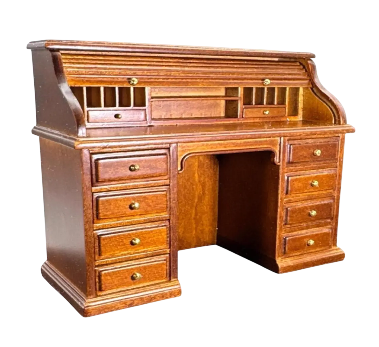 Bureau à cylindre miniature 1/12e en bois style classique