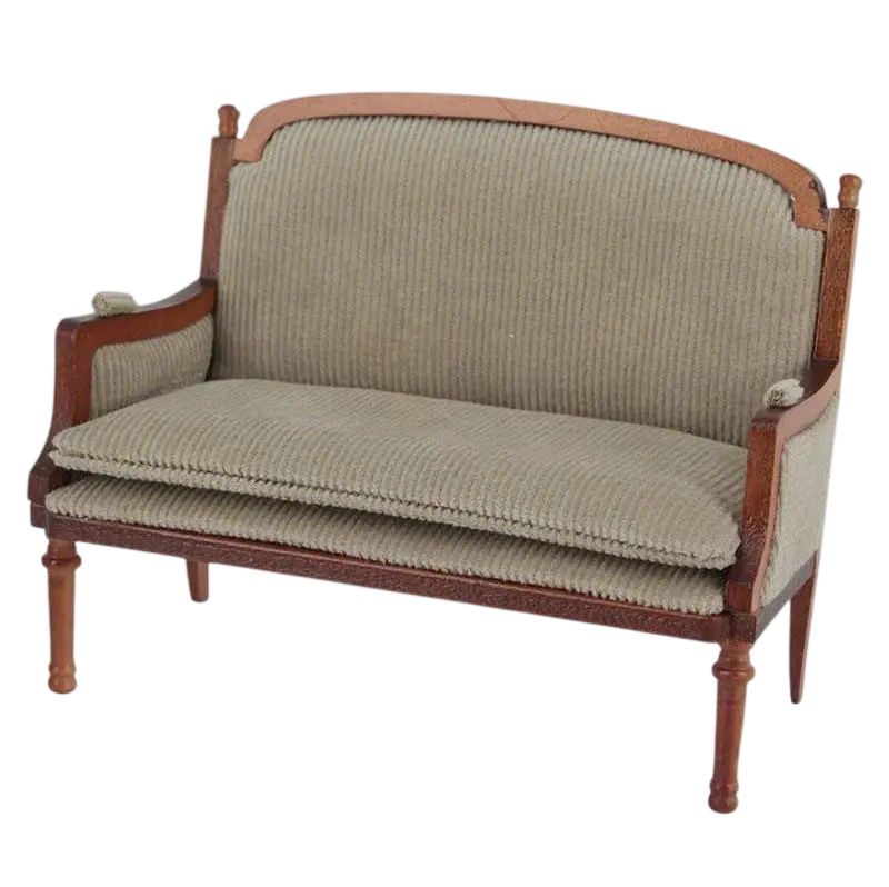 Canapé Louis XVI miniature 1/12e avec assise tissu type corduroy