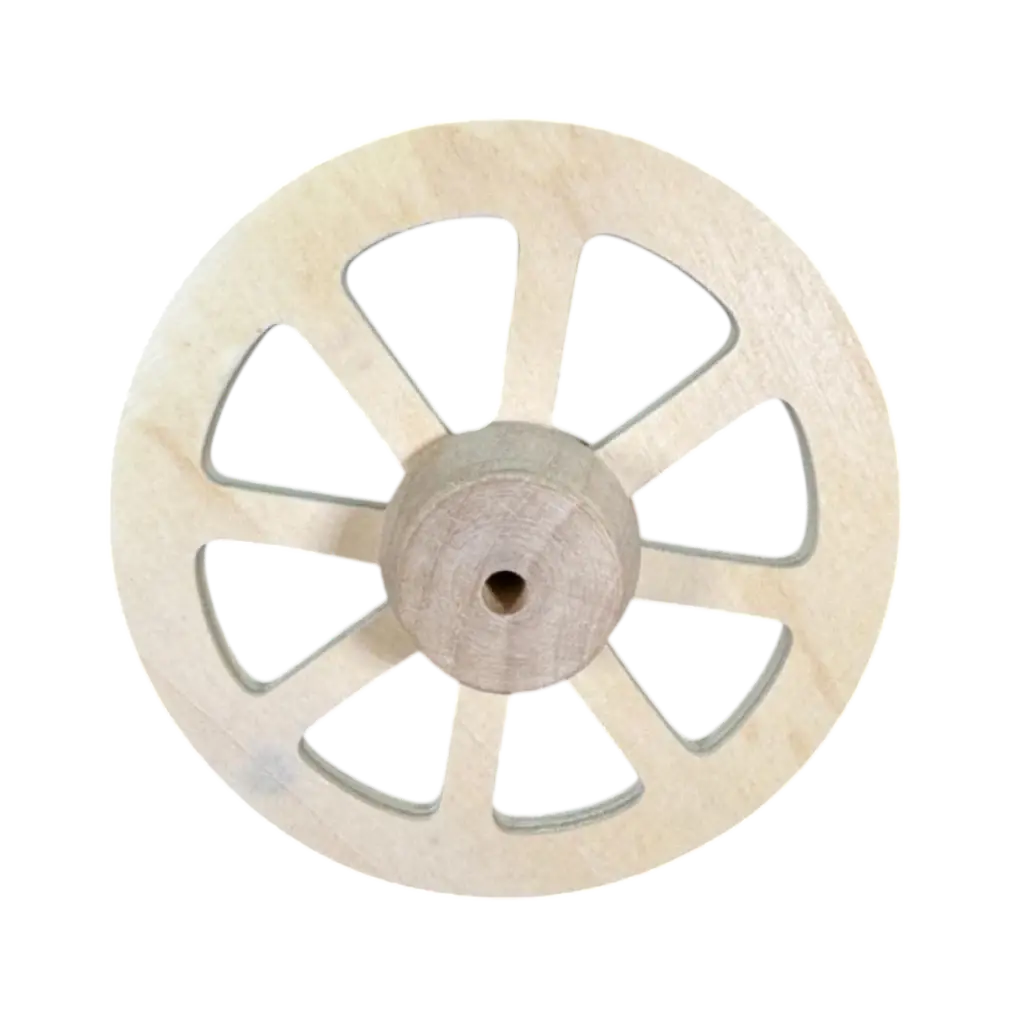 Chantournage roue en bois brut miniature 1/12e pour chariot