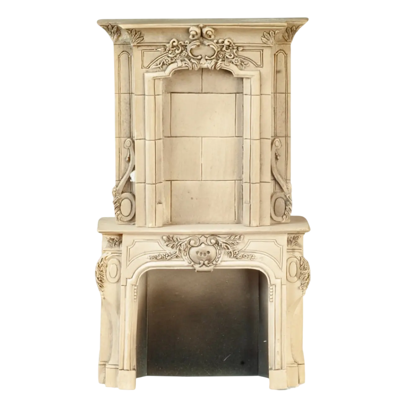 Cheminée imitation pierre tuffeau miniature échelle 1/12e style classique