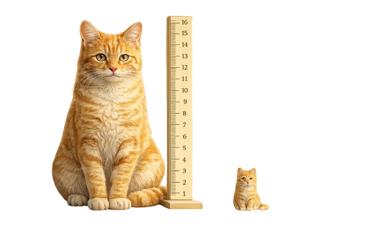 Comparatif de proportion : chat taille réelle et chat miniature 1/12e