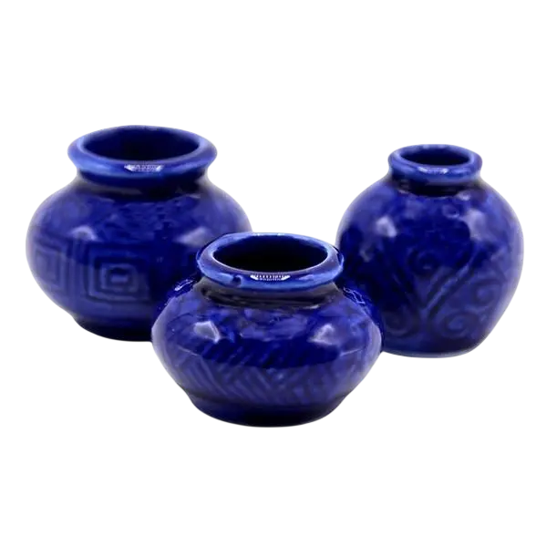 Vaisselle miniature décor Flow Blue en céramique bleue échelle 1/12e