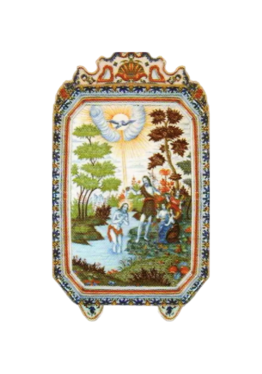 Fresque murale miniature représentant une scène religieuse pour décoration intérieure de maison de poupée 1/12e