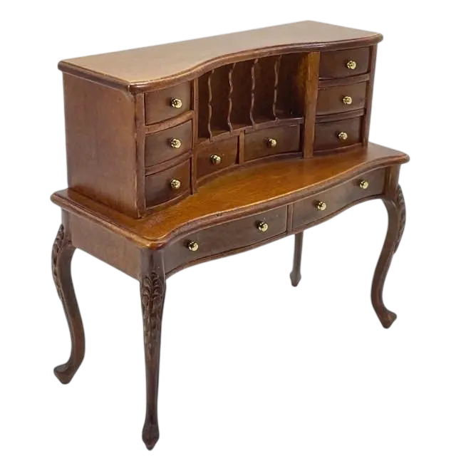 Bureau miniature avec gradin en bois style Louis XV échelle 1/12e pour maison de poupée