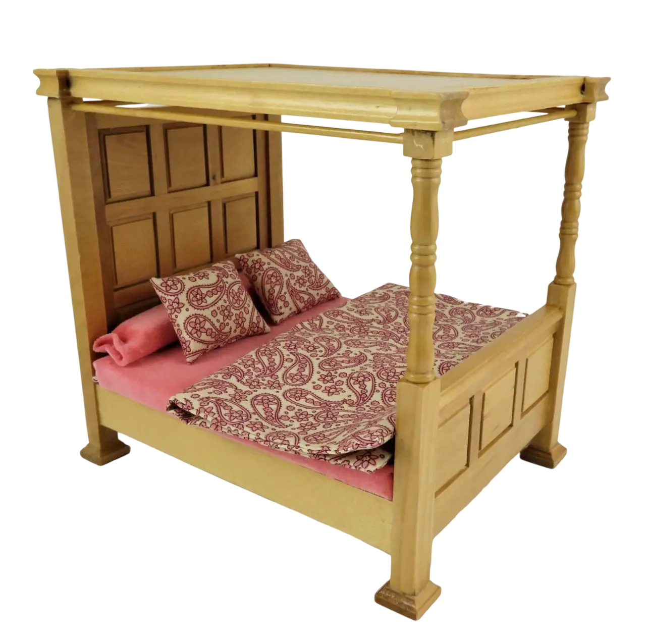 Lit à baldaquins miniature 1/12e en bois style classique