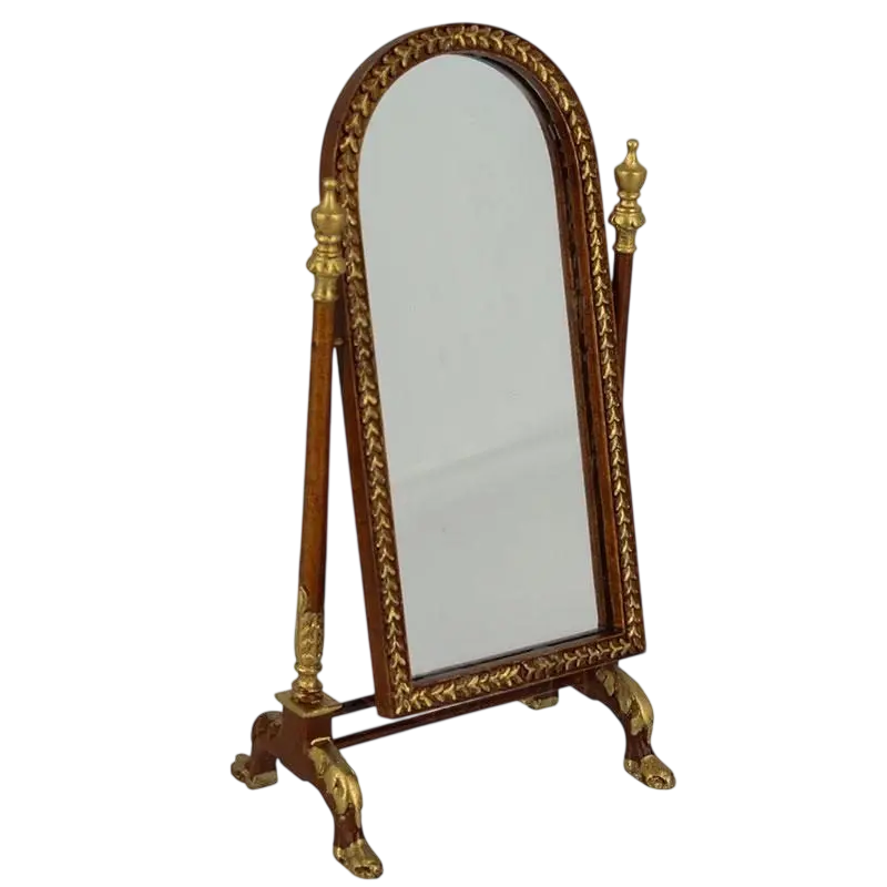 Miroir psyché miniature échelle 1/12e en bois style classique avec cadre décoré pour maison de poupée