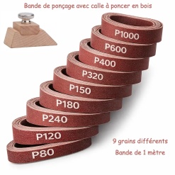 Bandes de ponçage miniature 1/12 avec 9 grains différents de P80 à P1000 pour finition du bois