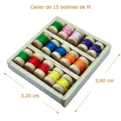 dimensions boîte à couture miniature avec bobines de fil 1/12e