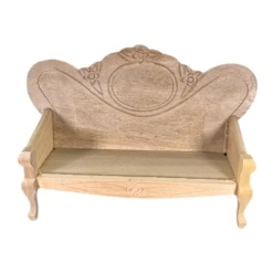 Canapé Louis XV miniature en bois brut 1/12