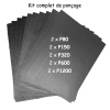 Papier abrasif pour ponçage – assortiment de grains P80 P150 P320 P600 P1200