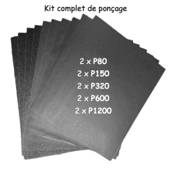 Papier abrasif pour ponçage – assortiment de grains P80 P150 P320 P600 P1200