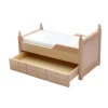 Lit miniature avec tiroirs ouverts 1/12e en bois