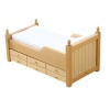 Lit miniature avec tiroirs de rangement 1/12e en bois avec matelas