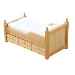 Lit miniature avec tiroirs de rangement 1/12e en bois avec matelas