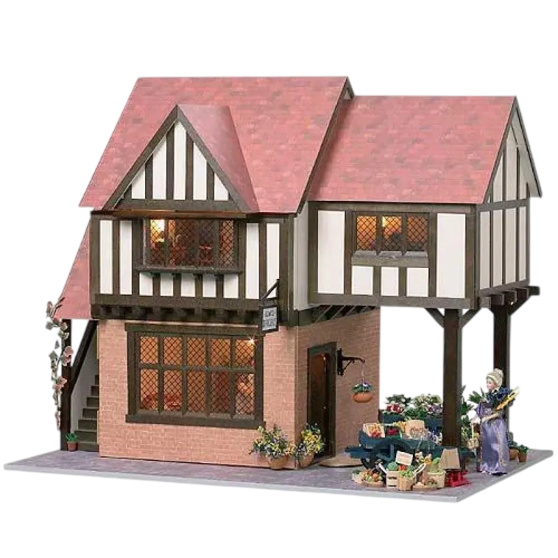 Maison de poupée Stratford Bakery Kit style Tudor à colombages avec toiture rouge