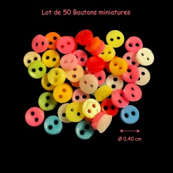 mini boutons de mercerie miniature colorés pour maison de poupée 1/12e avec dimensions