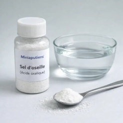 préparation d’une solution de sel d’oseille (acide oxalique) pour le traitement et l’éclaircissement du bois